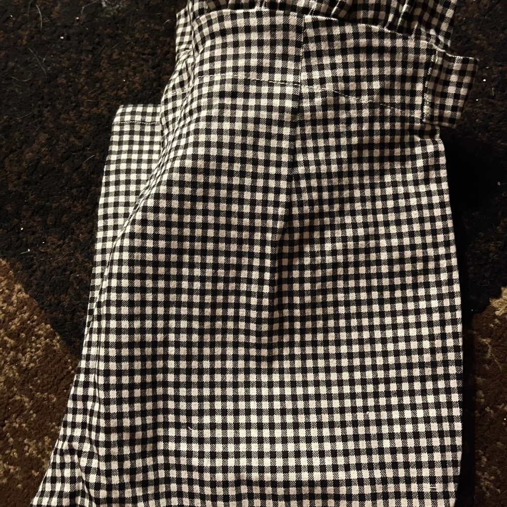 Checkered print dress pants with bow